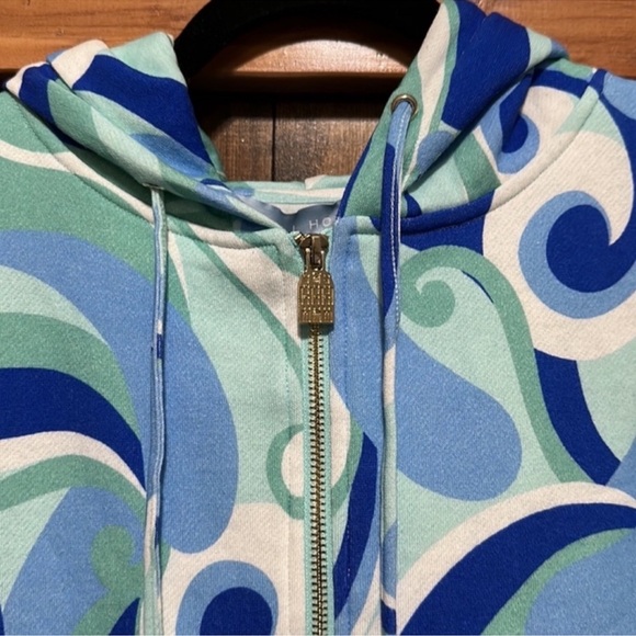 Hill House The Allie Zip-Up in Ocean Kaleidoscope (Very Small Flaw) - Picture 7 of 7